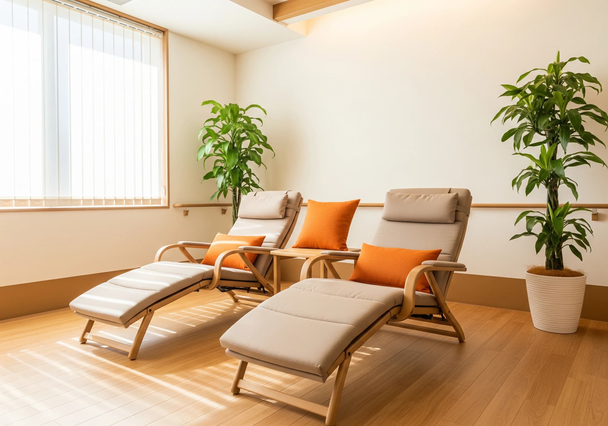 リクライニング付きの休憩スペース